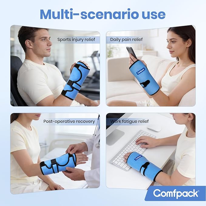 Wrist Ice Pack Wrap Wrist Brace Compression Sleeve for Carpal Tunnel Relief, 2 Gel Ice Packs for Injuries Reusable, Hot Cold Therapy for Sprain, Hand Surgery, Gifts for Men Women