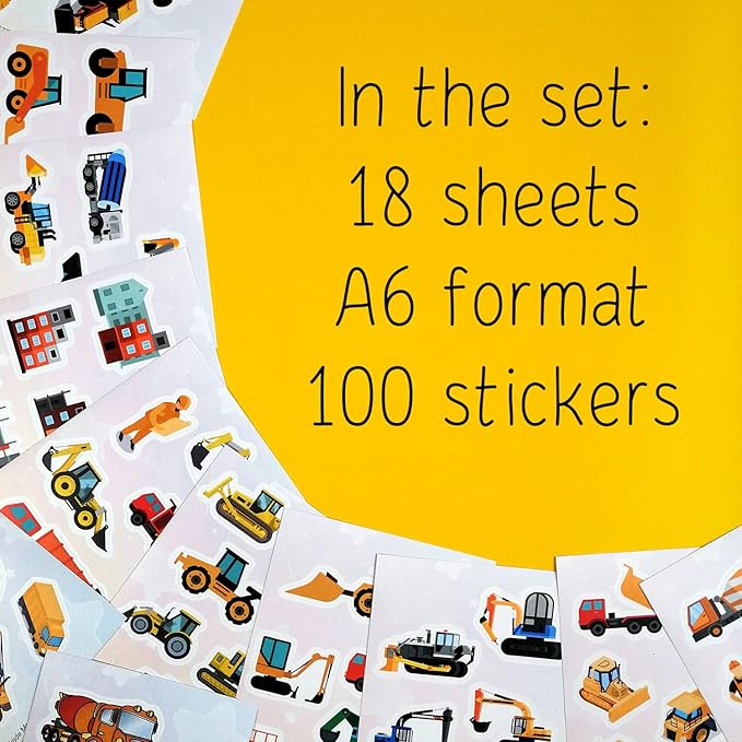 BulbaCraft 100 Pcs Construction Stickers - Construction Birthday Party Supplies, Gifts for Women & Men