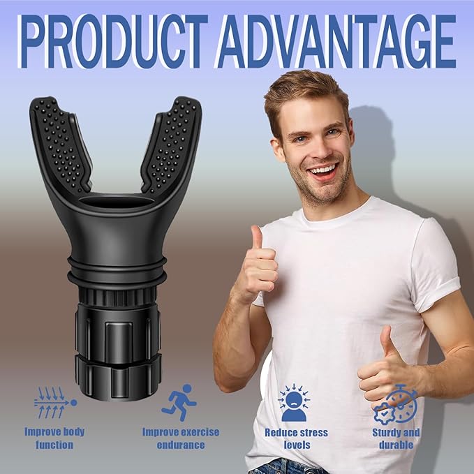 Portable breathing exercise device for lungs, Breathing trainer with Resistance Adjustable, Lung Trainer with excellent quality silicone, Improve Breathing Capacity and Endurance,Easy to Clean and Use