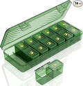 Lifewit Weekly Pill Organizer 2 Times a Day, Portable Travel 7 Day Lightproof Pill Box for Medicines/Vitamin/Fish Oils, Daily Pill Case, Green