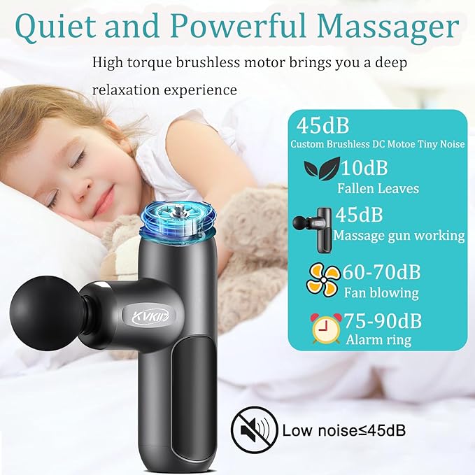 Mini Massager Gun, Massage Gun Deep Tissue with 4 Attachments, Portable Muscle Massager Gun for Back, Body Sore Muscles, Pain Relief, Rechargeable Small Massage Gun for Office, Home, Athletes