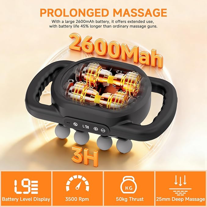 12 Head Massage Gun Deep Tissue Muscle Massager,Cordless Electric Percussion Massage Tool with 9 Levels 9 Modes for Back/Neck/Shoulder/Hand/Leg/Foot Full Body Muscle Pain Relief,Office Home Gym Use