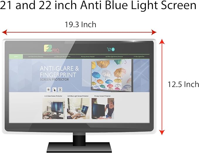 Anti Blue Light Screen filter for 21 and 22 Inches Widescreen Desktop Monitor, Blocks Excessive Harmful Blue Light, Reduce Eye Fatigue and Eye Strain