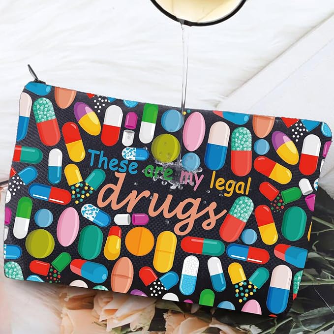 G2TUP Funny Medicine Bags for Women These are My Legal Drugs Cosmetic Bag Travel Pill Bags for Patient Friend (Legal Drugs New)