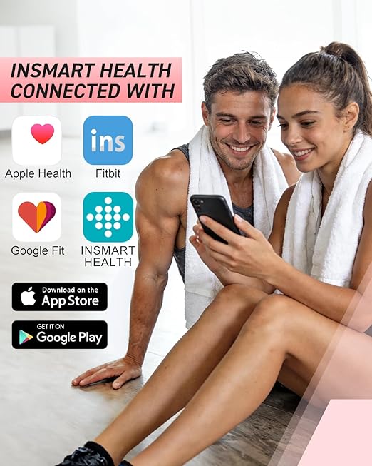 INSMART Smart Scale for Body Weight, Digital Bathroom Scale with BMI, Muscle Mass, Bluetooth Body Fat Scale,17 Body Composition Analyzer with Smart APP Sync Weight Scale, 400 lbs - Pink