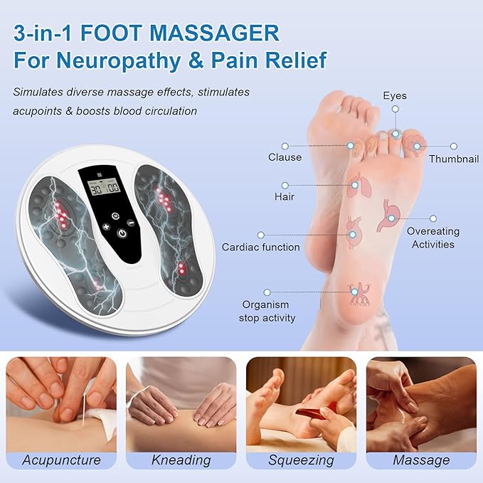 FSA EMS Foot Massager Pro for Neuropathy & Pain Relief with Upgraded Infrared Therapy, Rechargeable TENS Electric Muscle & Nerve Stimulator for Plantar Fasciitis Relief, Blood Circulation Booster