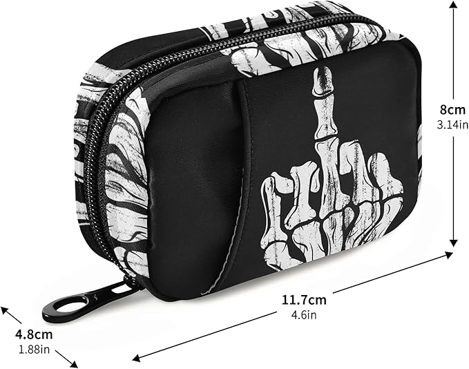 Hand Skull Pill Box 7 Day Pill Case Travel Pill Organizer Bag with Zipper Portable Weekly Case Compact Size for Vitamin Supplement Holder