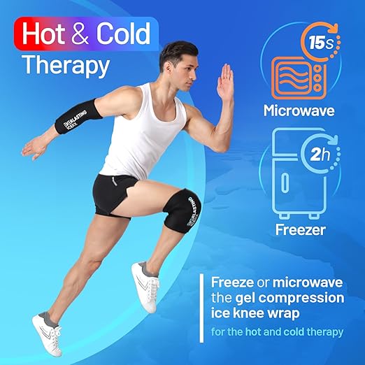 EverlastingIce Knee Ice Pack Wrap Compression Sleeve for Injuries | Hot & Cold Therapy Ice Pack for Knee, 360° Coverage | Reusable for Elbow, Ankle, Wrist - Small