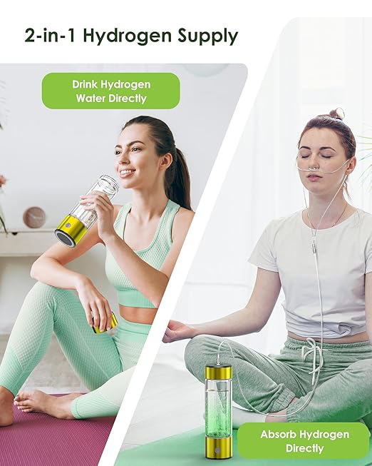 Hydrogen Water Bottle, 3Min 2200PPB Rapid Hydrogen Water Generator -SPE PEM Tech, 14OZ Portable Hydro Water Machine, Health Care Gifts for Husband, Wife, Family, Friends, Travel