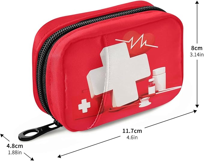 Red Cross Pill Box 7 Day Pill Case Bag Travel Pill Organizer Bag with Zipper Portable Weekly Case Compact Size for Vitamin Supplement Holder