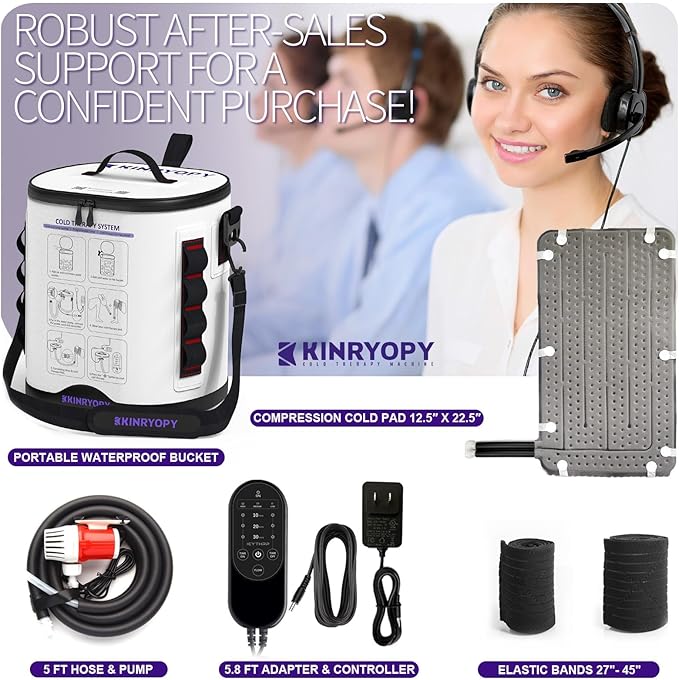 Cold Therapy Machine with Programmable Timer, Portable Ice Machine for Hip After Surgery, Hip Replacement Pad Recovery System, Extended Coverage Back/Full Knee
