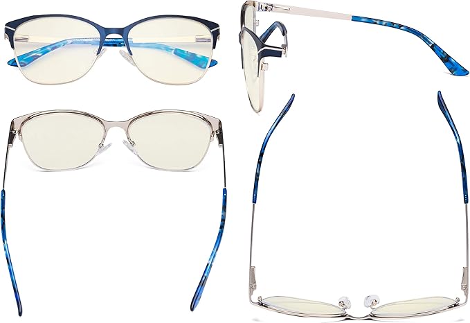 Eyekepper Blue Light Glasses - Semi Rimless Digital Eyeglasses for Women Blocking Computer Screen UV Rays