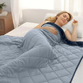 ZonLi 15lbs Weighted Blanket for Adults Sleeping, Double-Sided All Season Reversible 75D Cooling Mesh & Warm Ribbed Microfiber, 48"x72" Navy Blue Contrast Color, Machine Washable