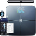 Smart Scale for Body Weight, 8-Electrode Larger Platform Digital Scale for Weight Fat BMI 50 Body Composition Measurement, Bluetooth & Wi-Fi Digital Bathroom Scale, Rechargeable, Dark Gray
