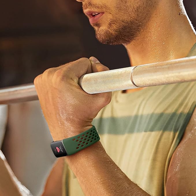 Getino Compatible with Fitbit Charge 5 Bands/Charge 6 Bands Women Men, Soft Comfortable Breathable Replacement Strap Adjustable Sport Wristbands for Fitbit Charge 5/ Charge 6 Accessories, Dark Green