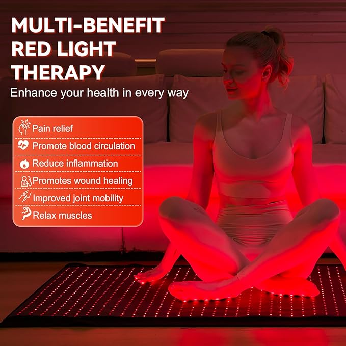 Extra Large Red Light Therapy Mat, High-Density LEDs Full Body Red Light Therapy, 660nm & 850nm Dual Wavelengths, Foldable Red Light Therapy Blanket with Timer, 76.8" x 33.4"