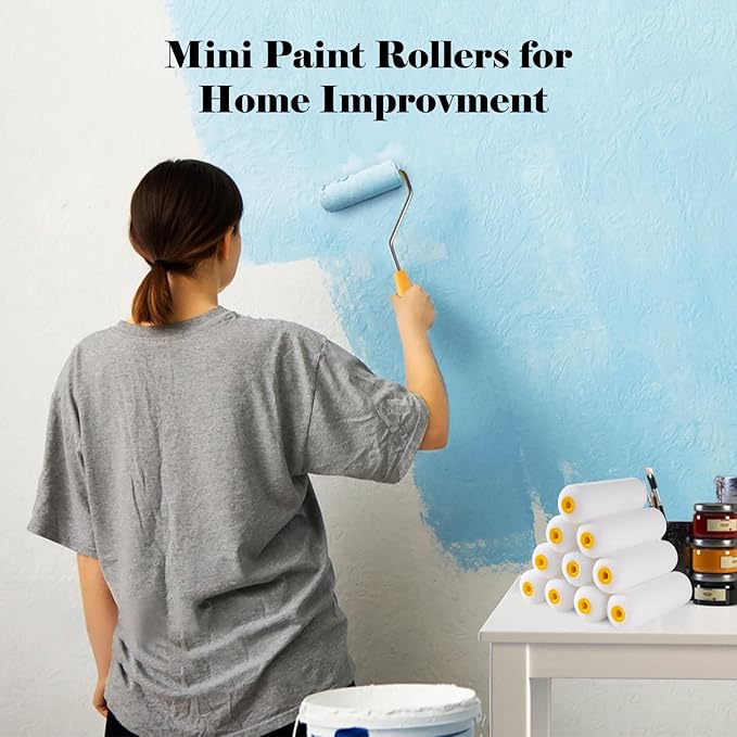 Mister Rui Foam Paint Rollers, 20 Pack 4 Inch Paint Rollers, Mini Paint Roller, High Absorption Foam Paint Roller 4 Inch, Small Foam Paint Rollers, 4 Inch Foam Rollers for House Painting