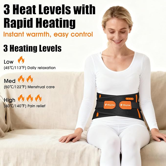 Cordless Heating Pad for Back with Massager, 10000mAh Battery Operated Portable Heated Belt with Vibration, Electric Back Massager for Lower Back, FSA Eligible HSA Birthday Gifts for Men Women Dad Mom