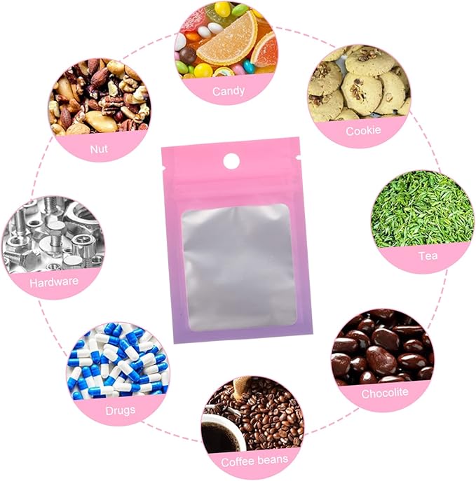 minkissy 100pcs Jewelry Pouches Small Sealing Bags Compact Storage for Jewelry Accessories Reusable Portable Sealing Pouches Drawstring