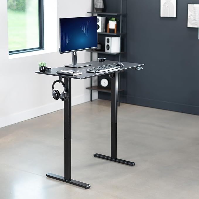 VIVO Electric 44 x 24 in Standing Desk, Memory Height Adjustment, Black Top Black Frame, DESK-E144B