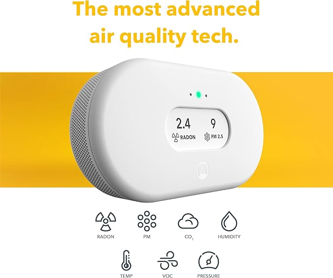 Airthings 2960 View Plus - Battery Powered Radon & Air Quality Monitor (PM, CO2, VOC, Humidity, Temp, Pressure)