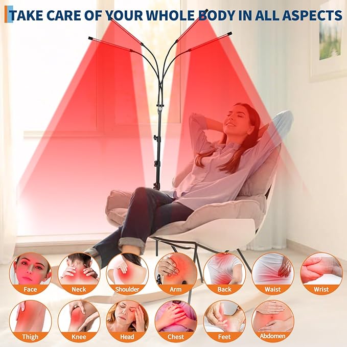Red Light Therapy Lamp for Face and Body, Portable Red Infrared Light Therapy Device with Stand, 120 LEDs (660nm Red + 850nm Infrared), Adjustable Tripod, Home Use for Skin Care, Muscle Relief, Anti-A