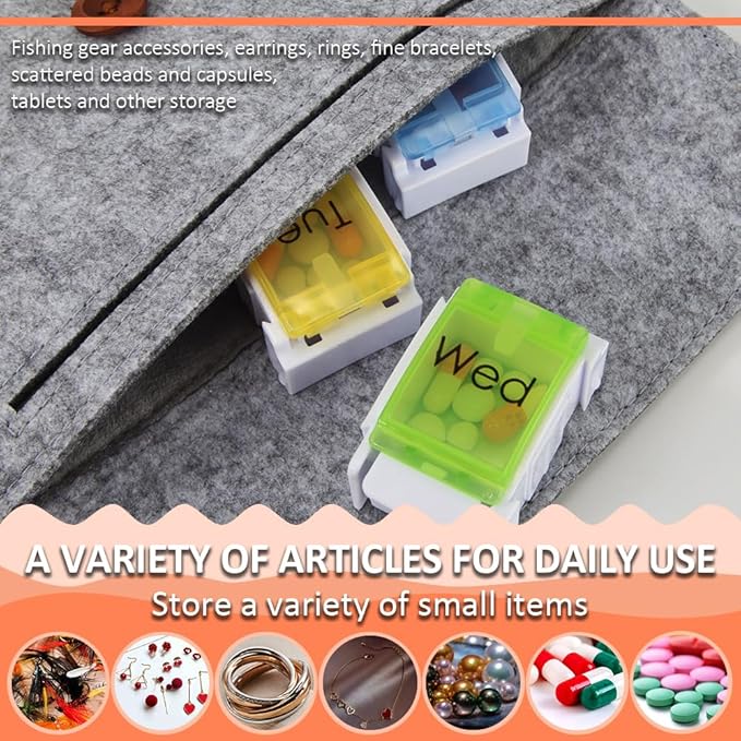 7 Day Pill Organizer, Removable Daily Cases with Rainbow Lids & Permanent Day Printing – No Stickers, Large Capacity Travel Medicine Holder for Pills, Vitamins & Fish Oil, Easy One-Handed Open (1/Day)