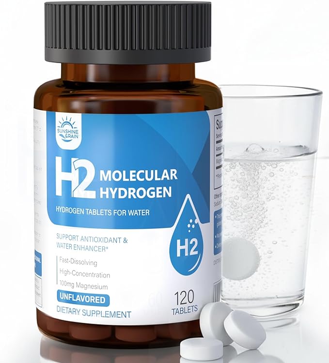 Molecular Hydrogen (H2) Tablets with Magnesium – 12 PPM Hydrogen Water Tablet for Drinking Water, Antioxidant-Rich, Supports Cellular Health, Recovery & Cognitive Function – Unflavored, 120 Tablets