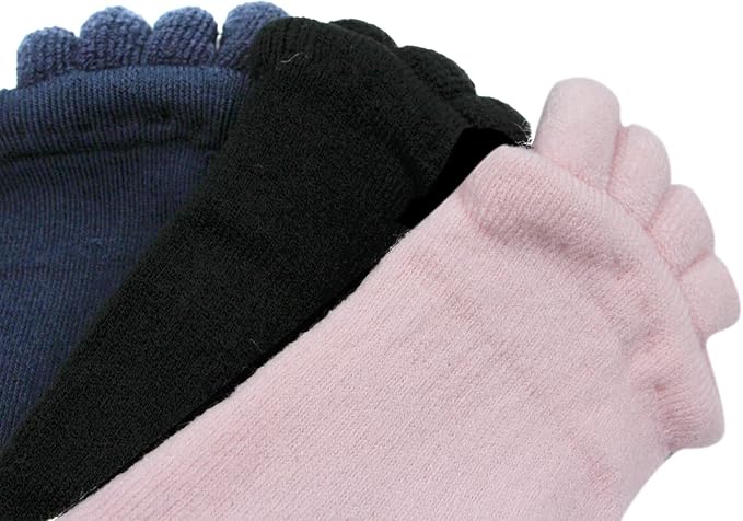 AIBEARTY 3 Pairs Yoga Sport Gym Five Toe Separator Socks Foot Massage Toeless Socks