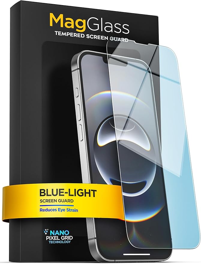 magglass Blue-Light Blocking Screen Protector for iPhone 16e Tempered Glass with Bluelight Filter (Easy Applicator Included)