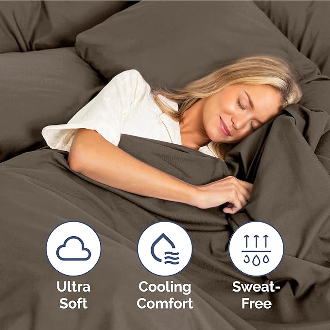 Twin XL Size 3 Piece Sheet Set - Extra Soft, Breathable & Cooling - Hotel Luxury Durable Bed Sheets - Deep Pockets, Easy-Fit & Wrinkle-Free - Taupe Brown Oeko-Tex