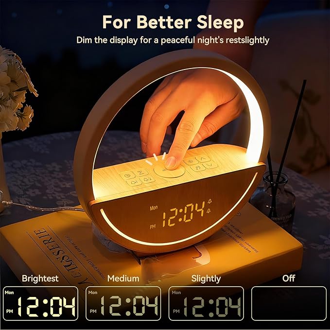Vivilumens Wake Up Light Sunrise Alarm Clock - White Noise Machine with 20 Soothing Sounds for Sleep Better, Weekdays/Weekends Dual Alarms for Heavy Sleepers & Touch Control Night Light, Ideal Gifts