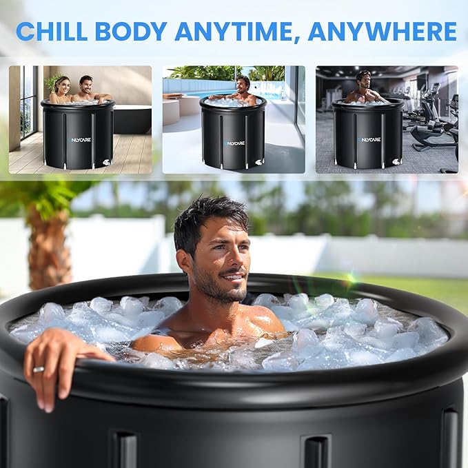 ONLYCARE Upgrade XXL 135 Gal Ice Bath Tub for Athletes - Cold Plunge Tub with Cover - Multiple Layered Cold Water Portable Ice Pod for Therapy Recovery at Home Outdoor Gym Use