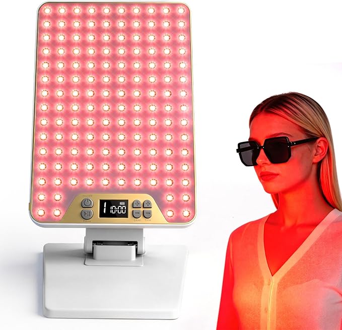 Red Light Therapy Panel for Face & Body, 138 LEDs High Power Light with Adjustable Stand, 630/660/810/850nm Near Infrared Light Therapy Lamp, Rechargeable Portable Device with Timer