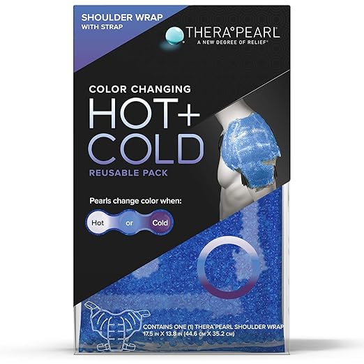 TheraPearl Color Changing Shoulder Wrap, Reusable Hot Cold Therapy Wrap with Gel Beads for Shoulder Pain Relief, Flexible Hot and Cold Compress, Best Ice Pack for Rotator Cuff Pain, Sports Injuries