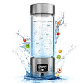 Hydrogen Water Bottle - Portable Rechargeable Water Bottle with LED Timer, Aluminum and Glass, 5000 PPB Hydrogen Production, Gift for Husband Wife Father Friend Client (Grey, 11.6Oz)