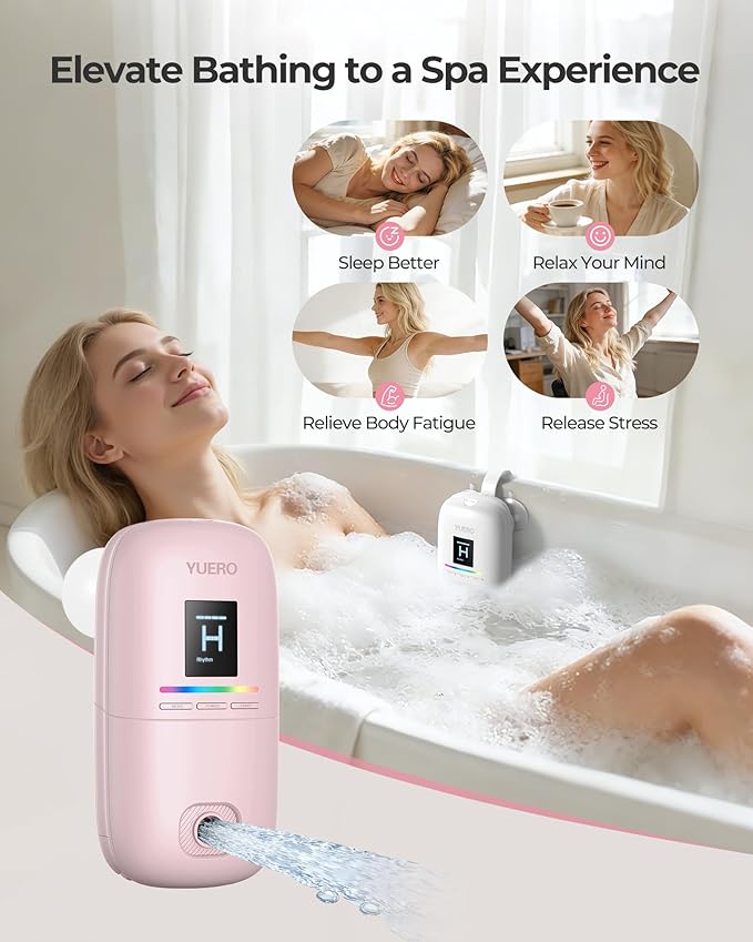 Bath Jets for Tub, Bath Jet or Bubble Mode, Cordless Waterproof Portable Bathtub Accessories with 3-Level Adjustable Speed, Bathtub Jets Massage for Home Spa, Travel Massage, Relaxing, Soothing