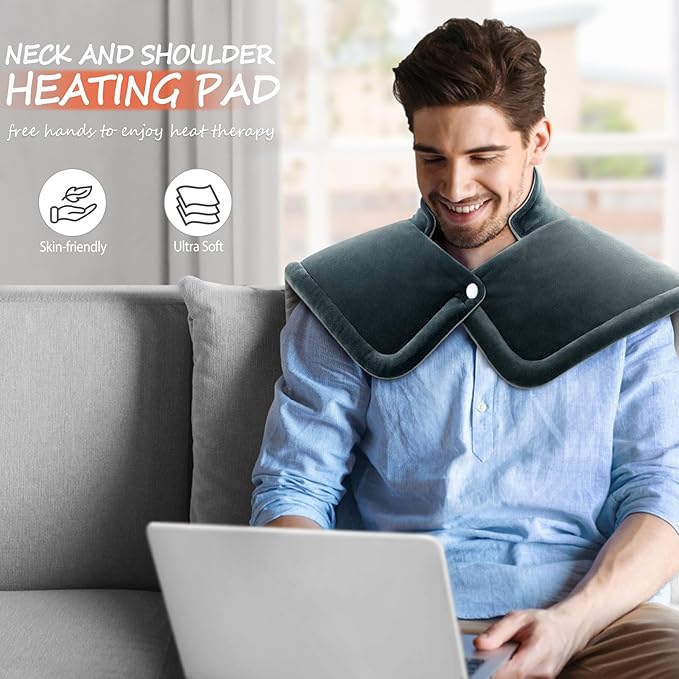 Neck Heating Pad Mothers Day Gifts for Mom, Wife, Women, Dad, Men, XL Weighted Shoulder Heat Pad, Back Pain Relief Heat Pads, Gifts for Christmas, Birthday, Fathers Day Warm Gifts, 23'' x 17''