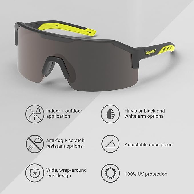 HexArmor Shockwave Safety Work Glasses | ANSI Z87+, 100% UV Protection, Anti-Fog or Scratch Resistant, Polarized