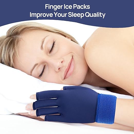 Finger Arthritis Compression Hand Ice Pack Gloves for Pain Relief Adjustable Wrist Ice Pack for Hot & Cold Therapies, Reusable Blue Ice Glove, Gel Finger Ice Pack for Tendinitis, Carpal Tunnel