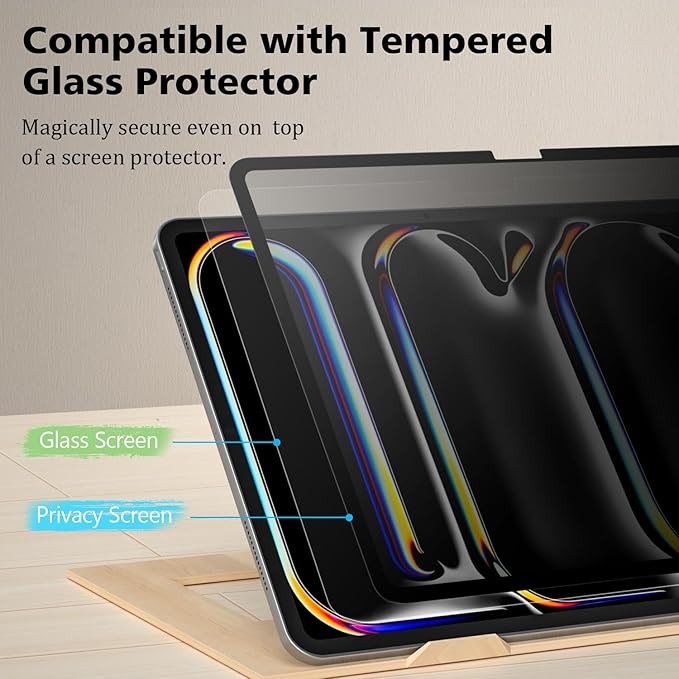 PYS Privacy Screen Protector for iPad Pro 11 Inch M4 2024 5th Gen, Nano Detachable 30-Degree Privacy Filter, Reusable & Removable, Matte Finish Anti-Glare, Anti-Scratch, Easy Installation