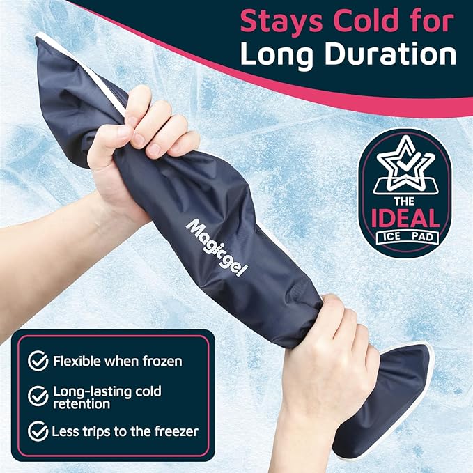 Magic Gel Leg Ice Pack - Professional Cold Therapy - Wrap Around Shin Ice Packs - Full Leg Ice Pack Wrap Around Entire Legs - Cool Down Your Legs Shins Hamstrings - Grey