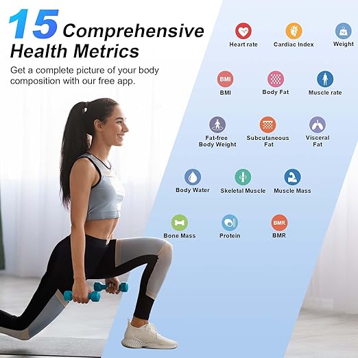 Smart Scale for Body Weight – Large Backlit Display Ultra‑Precise Bathroom Weight Scale with 15 Body Composition Metrics, App Sync Bluetooth & Multi‑User Profiles, FSA&HSA Eligible