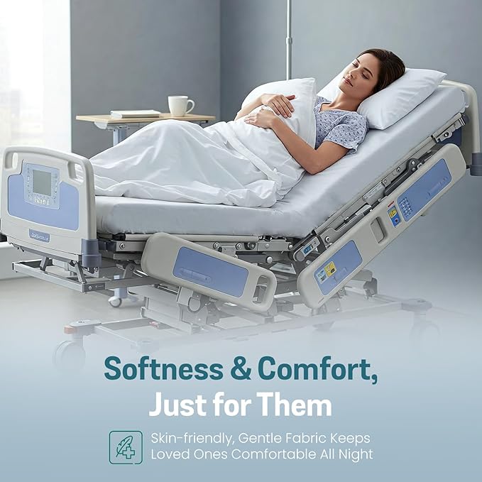 6 Pack Fitted Hospital Bed Sheets with Elastic All Around for a Double Brushed Ultra Soft Breathable 100% Microfiber Sheets, 36” x 84” x 12”