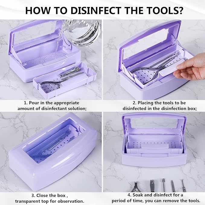 Plastic Sterilizing Tray,sterilization box,nail art tool sterilizer tray, Sterilizer Tray Box Nail Art Salon Sterilizing Too（Purple）