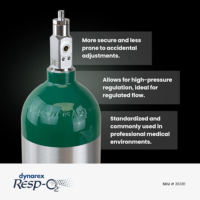 Dynarex Resp-O2 M15 Oxygen D-Cylinder with CGA 870 Post Valve – 2.9L Jumbo Size Oxygen Cylinder - Lightweight Aluminum Portable Tank with 440L Oxygen Capacity