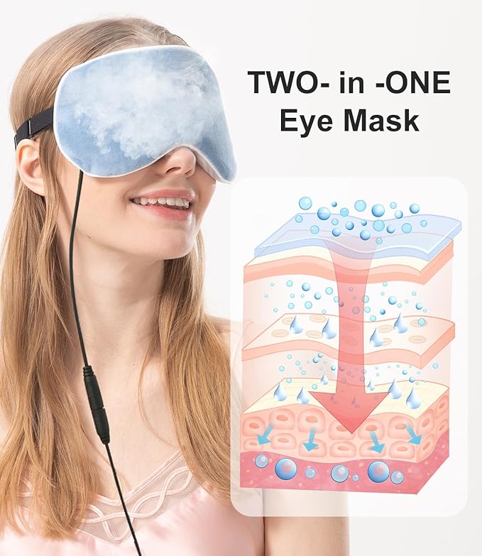 Aroma Season Heated Eye Mask, Warm Eye Compress for Dry Eyes, Moist Heat Therapy for Blepharitis, Dark Circle, Chalazion, Puffy Eyes (Blue)