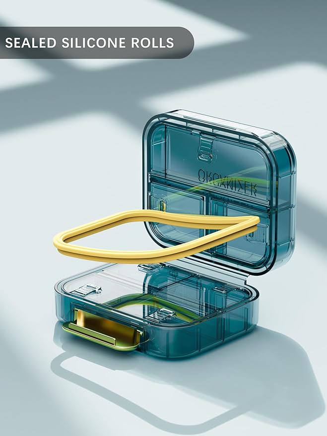 1 Pack Travel Pill Organizer, 7 Compartments Pill Box, Daily Portable Pill Case to Hold Vitamins, 3 Inches Pill Container for Pocket Purse Medicine Organizer