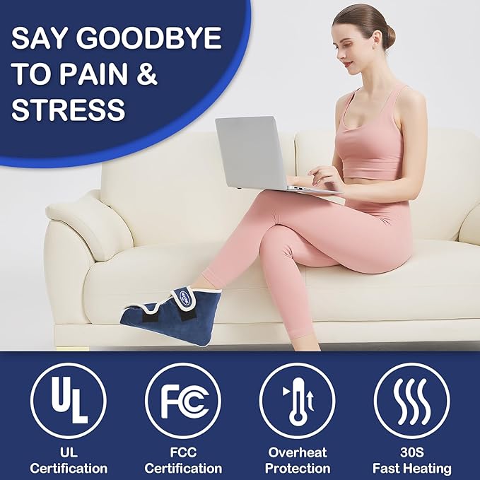 Foot Heating Pad,Heating Pad for Foot for Achilles Tendonitis,Feet Warmers with Adjustable Temperature for Pain Relief,Auto Shut Off Electric Heated Ankle Warmer for Men Women