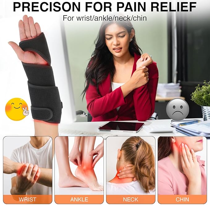 Red Light Therapy Belt for Body, 37'' Cordless Red Infrared Light Wrap for Neck Chin Knee Ankle Hand Pain Relief, 660nm & 850nm with Pulse & Heating Modes